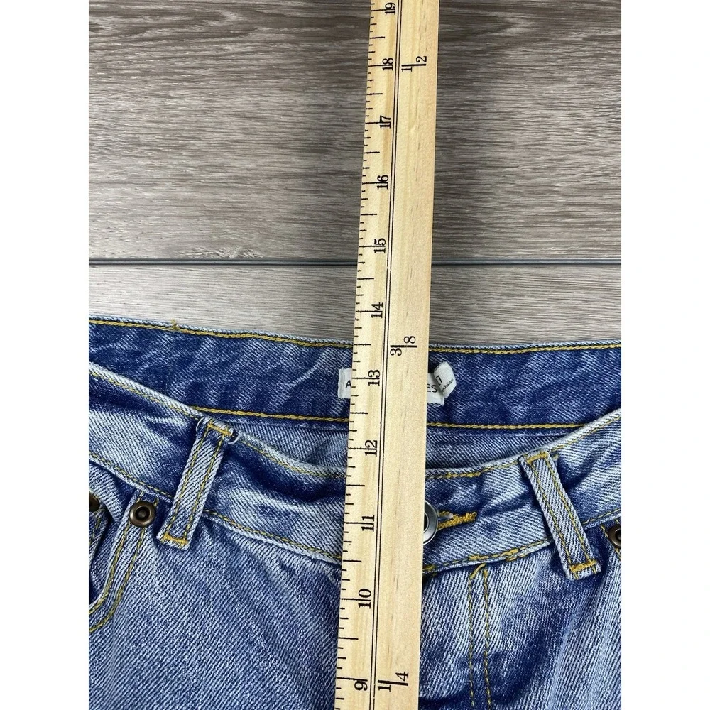 Avec Les Filles‎ Women's Light Wash Distressed Button Fly Jeans Blue Size 27